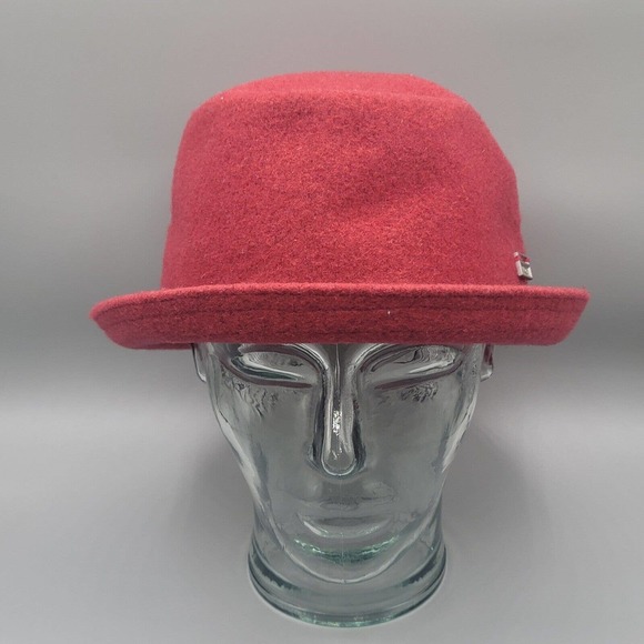Kangol Mens Wool Mowbray Red Velvet Hat Size Medium RN# 68438 Pork Pie Hat Clean - Picture 1 of 12